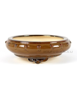 Brown glazed Chinese round drumpot - 25,5 x 8,5 cm
