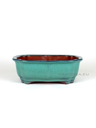 Green glazed bonsai pot 20,5 x 15,5 x 7 cm