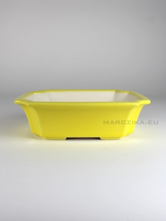 Yellow glazed bonsai pot - 22,5 x 18 x 6,5 cm