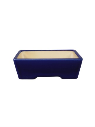 Téglalap alakú sötétkék mázas shohin bonsai tál 16 x 12 x 5