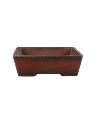 Vörösesbarna táglalap alakú mázatlan shohin bonsai tál 18 x 11,5 x 4,5: