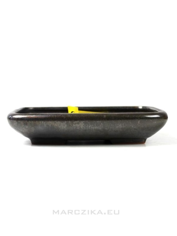 Black glazed bonsai pot - 17 x 14 x 3,5 cm