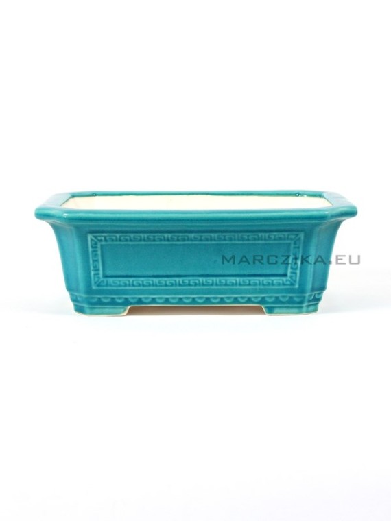 Turquoise glazed rectangle bonsai pot 32,5 x 23 x 10,5 cm