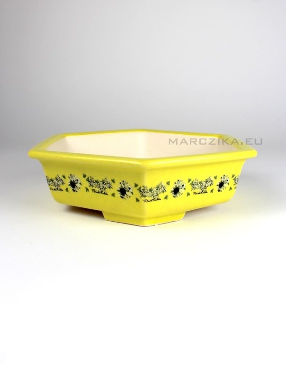Hexagonal yellow bonsai ceramic 22 x 20 x 5.5 cm