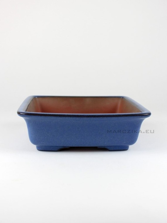 Blue glazed square bonsai pot 21 x 21 x 6 cm