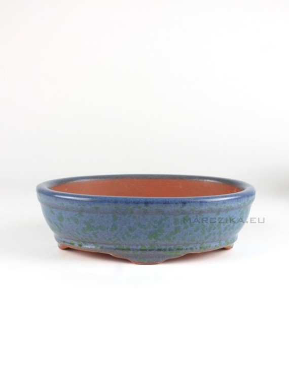 Oval glazed shohin bonsai pot 15 x 11 x 4,5 cm