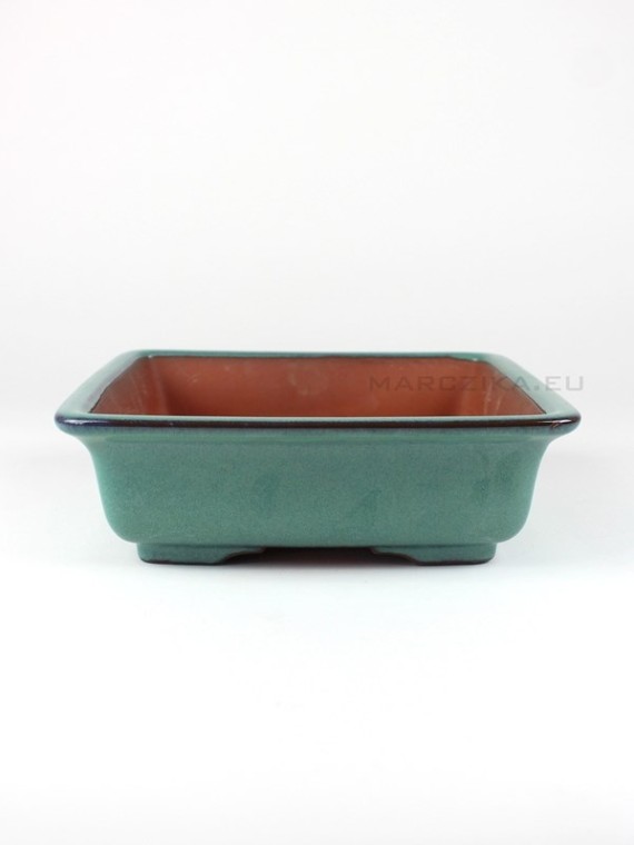 Zöld mázas négyzetes formájú bonsai tál 21 x 21 x 6 cm