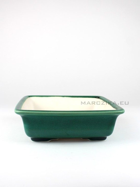 Green glazed square bonsai pot 21 x 21 x 6 cm