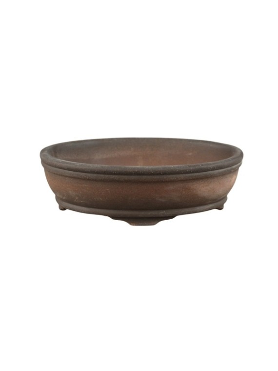 Barna ovális formájú mázatlan shohin bonsai tál 16 x 12 x 5