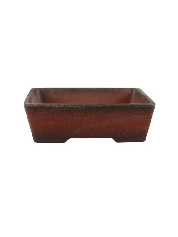 Vörösesbarna táglalap alakú mázatlan shohin bonsai tál 18 x 11,5 x 4,5: