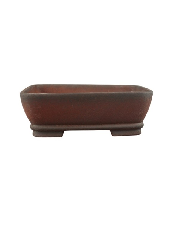 Téglalap alakú vörösesbarna lábas bonsai tál 18 x 14 x 6 