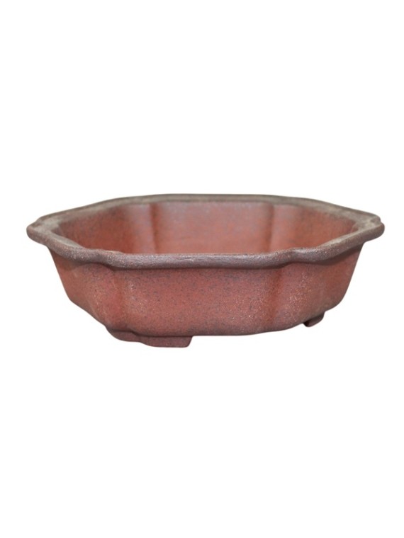Hatszögletű mázatlan bonsai tál 20 x 6
