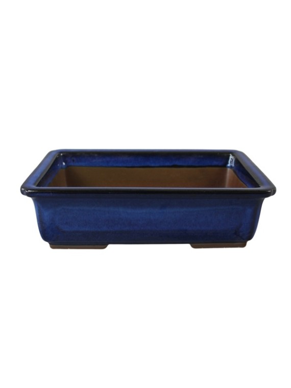 Sötétkék mázas bonsai tál 22 x16 x 6