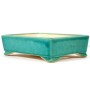 Green glazed shohin bonsai pot 17 x 12 x 4,5 cm