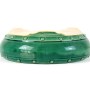 Green glazed round drumpot - 26 x 8 cm