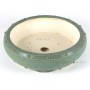 Round green glazed drumpot - 26 x 8 cm