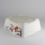 Square bonsai pot with a flower pattern on a white background 21,5 x 21,5 x 8,5 cm