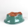 Green glazed oval shohin bonsai pot 16.5 x 12.5 x 5.5 cm