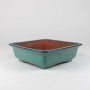 Green glazed square bonsai pot 21 x 21 x 6 cm