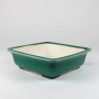 Green glazed square bonsai pot 21 x 21 x 6 cm