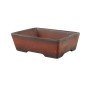 Vörösesbarna táglalap alakú mázatlan shohin bonsai tál 18 x 11,5 x 4,5: