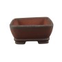 Téglalap alakú vörösesbarna lábas bonsai tál 18 x 14 x 6 