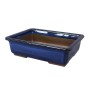 Sötétkék mázas bonsai tál 22 x16 x 6