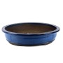 Dark blue chinese glazed oval bonsai pot - 60 x 48 x 13,5