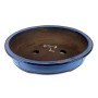 Dark blue chinese glazed oval bonsai pot - 60 x 48 x 13,5