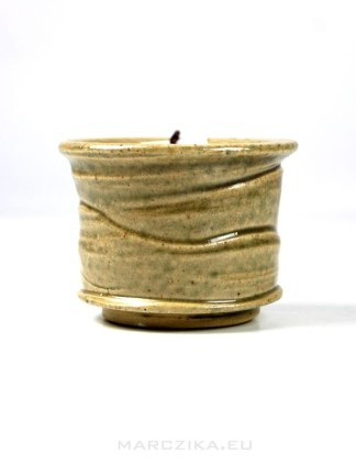 Mácsai László homok színű mázas shohin bonsai tál - 8 x 7 cm