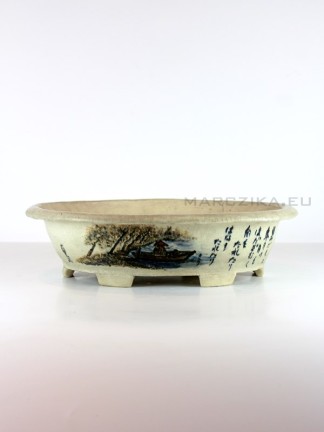 Cracked glazed Tokoname bonsai pot 37 x 33,5 x 10 cm